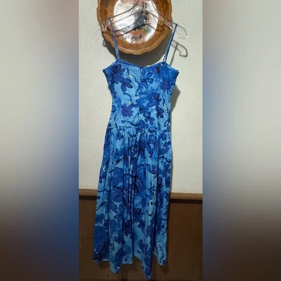 Moon River Shirred Drop-Waist Midi Dress Size Medium - Picture 8 of 14